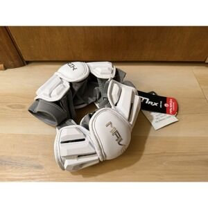 New Maverik Max Lacrosse Arm Guards Medium Elbow Pads White Gray New With Tags